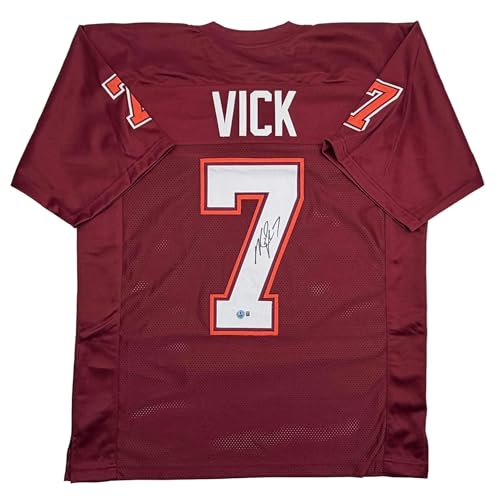 Autographed/Signed Michael Mike Vick Virginia Tech Maroon College Football Jersey PSA/DNA COA