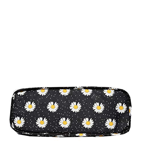 Women Ladies Weekender Bag Muti-pockets Overnight Carry-on Duffel Travel Gym Tote Luggage Duffle with Trolley Sleeve (White Daisy)