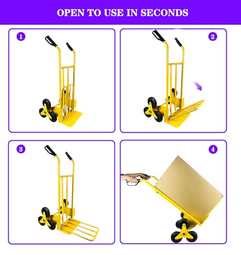 Image of Welbuilt Steel Stair Climbing Hand Truck with 250 kg Capacity Foldable Stack Truck (250 KG Stair Climbing)