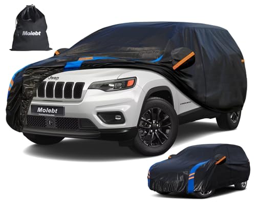 Image of Custom Fit SUV Car Cover for Jeep Cherokee (2013-2025), Upgraded Waterproof All Weather Outdoor Auto Cover with Driver Door Zipper & Mirror Pockets, UV /Snow /Dust Protection