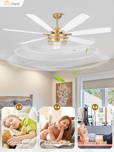 Image of Bella Depot 72 Inch Gold Modern Ceiling Fan with Lights and Remote