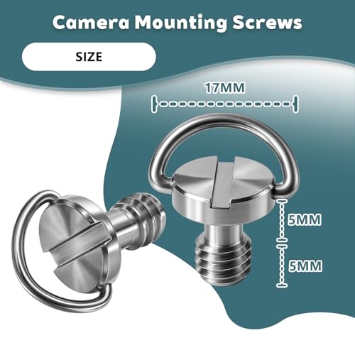 EUYKQNOI 2 Piezas Tornillo 1/4" para Cámara, Acero Inoxidable con Anillo D, Compatible con Trípodes, Monopiés y Placas de Liberación Rápida - Accesorio Fotográfico Profesional - imagen 2