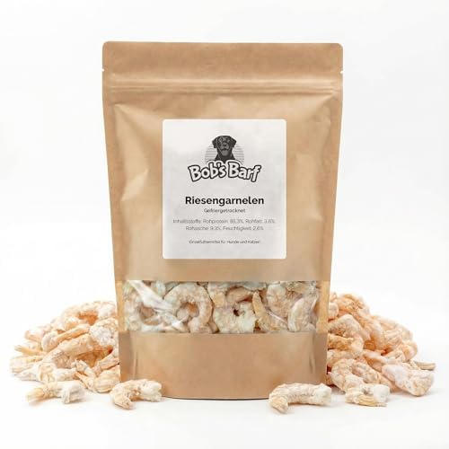 Camarones gigantes liofilizados, aperitivos premium para perros y gatos, 100% natural, sin aditivos (25 g)
