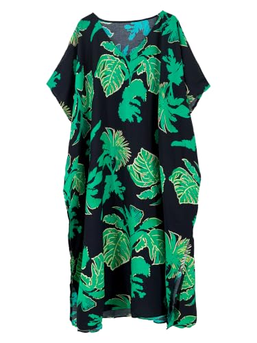 Image of Moss Rose Kaftan Dresses for Women V Neck Summer Swimsuit Cover up Caftan Maxi Beach Dresses