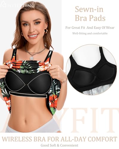 Image of ANYFITTING Built in Bra Summer Dresses for Women 2025 Casual Short Dress with Pockets Mini Floral Sundresses