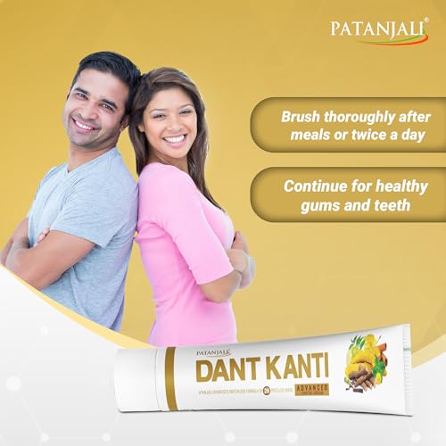 Image of Patanjali Dant Kanti Advance Toothpaste Value Pack 200g (100g x 2), Herbal Ayurvedic Toothpaste for Strong Healthy Teeth & Gums, Natural Oral Care, Cavity Protection, Fresh Breath