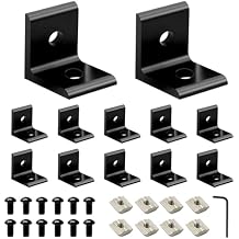 12 Pack 3030 Corner Bracket Connector 30 Series Aluminum Extrusion Profile Accessories Hardware, 90 Degree Angle Bracket for 30x30 Extruded Aluminum Black