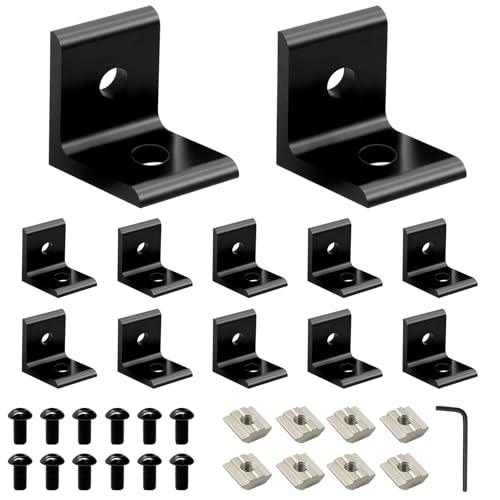 SeekLiny 12Pcs 3030 Corner Bracket Connector 90 Degree Angle Bracket Black by SeekLiny - Used condition - US$15.15