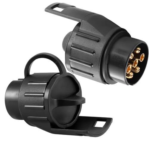 ETUKER 2pieces 7 pin to 13 pin Trailer Adaptor, Towing bar Converter 7 to 13 Electric Adapter Plug Socket for Caravan RV Truck