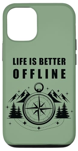 Life is Better Offline ? Camping & Hiking Outdoors Nature �X�}�z�P�[�X iPhone 12/12 Pro �p