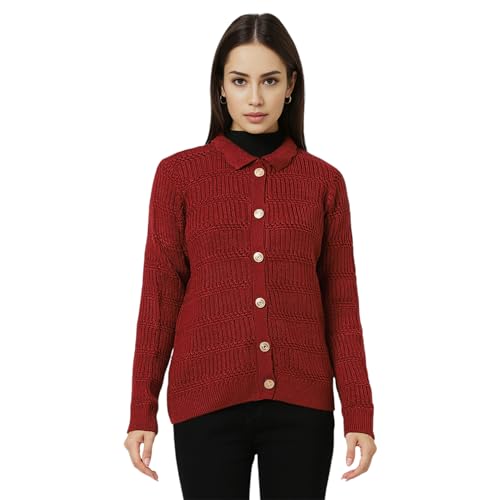 Image of Van Heusen Women's Regular Fit Full Sleeve Button Cardigan
