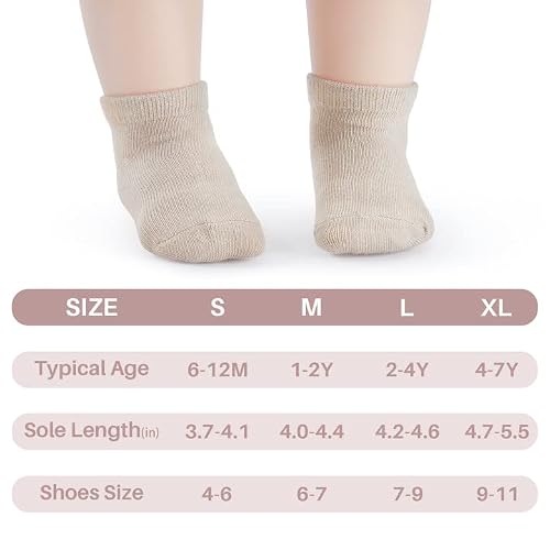 Jakidar 12 Pairs Baby Socks Non-Slip Toddler Socks With Grips For Baby Boys Girls - Ankle Low Cut Cotton Socks For Babe And Kids, Red Brown 12-24M #TOP3