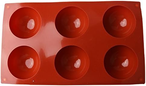 JoyGlobal Silicone 6-Cavity Half Circle Half Sphere Half Round Hemisphere Baking Mould Chocolate Desserts Ice Cream Bombs Soap (Random Colour) 7 Cm Diameter x 3.5 cm Deep; 6 Cavities ( Output Weight : Approx 90 Grams)