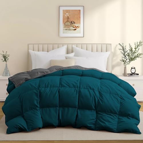 Image of Duel Tone Luxury Comfort 500 GSM Winter Comforter Double Bed Size 90 inchX100 inch - Quilt for Heavy Winter Comforter 500 GSM Microfiber Fill - Duvet /Blanket Double Bed - Teal /Dark Gray Color