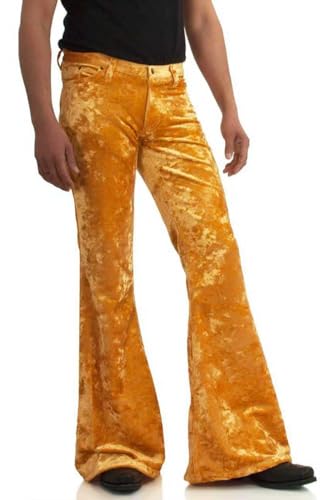 Image of EVEDESIGN Mens Bell Bottom Velvet Pants 60s 70s Disco Outfits for Men Vintage Flared Jeans