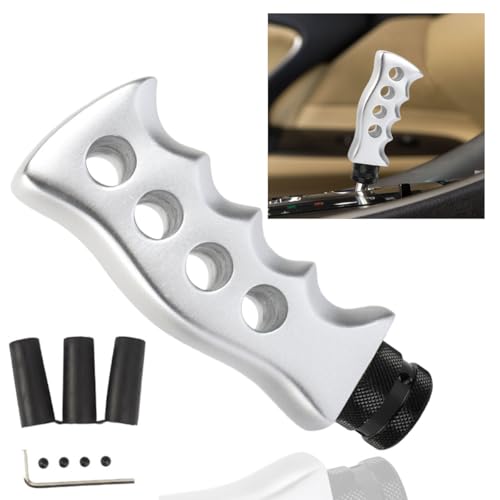 BDZMC Car Gear Shift Handle Lever Knob, Knife Handle Gear Shifter Lever, Resin Grip Shift Knob with Adapters, Car Transmission Gear Shift Stick Head for Most Manual Vehicle (Silver)