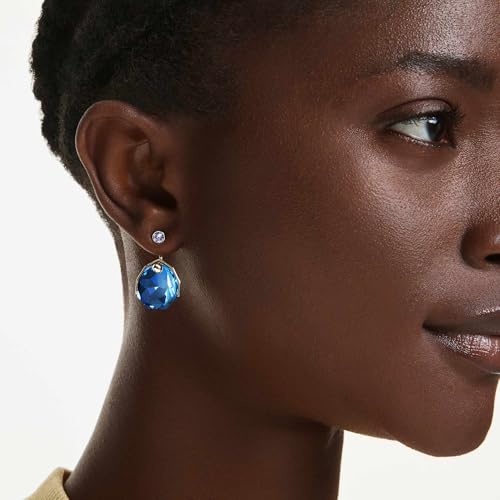 Image of Swarovski Gema earring jackets, Blue, Gold topcoat