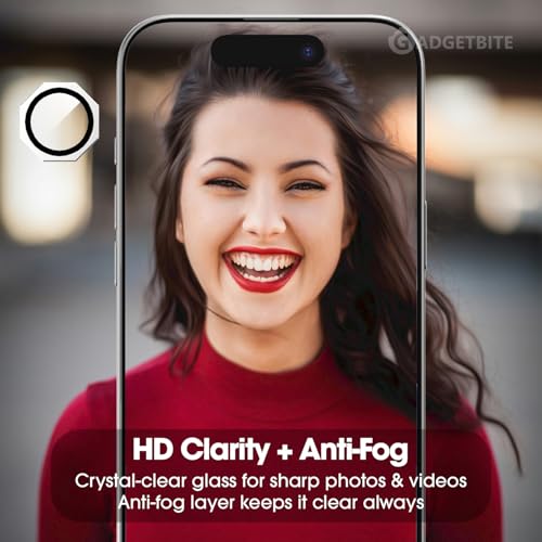 Image of GadgetBite Snaptra Octagon Lens Protector Compatible With iPhone 15 Pro & iPhone 15 Pro Max - 9H Tempered Glass Camera Cover with Metal Ring, Scratch-Resistant,Camera Lens Protection - Silver
