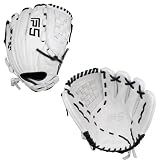 SSK FP5 Fastpitch Softball Glove – Infield - Outfield - Pitcher – 11.5”-11.75”-12”-12.25”-12.5”-12.75”-13”– Right & Left Hand Throw (White/Black - Basket Web, 12' - Left Hand Throw)