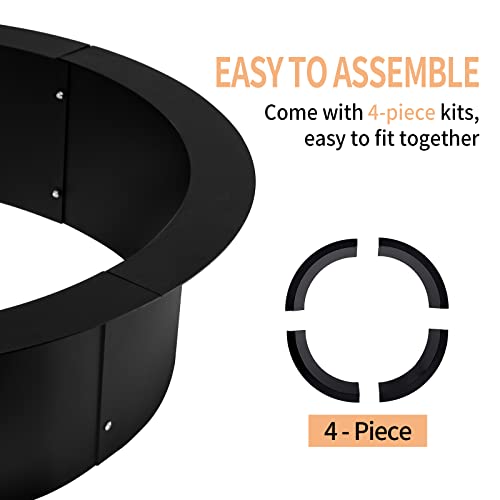 Kodom Fire Pit Ring 45X39X10 Inches Fire Ring Insert Diy Campfire Liner Heavy Duty Steel Fire Pit Liner Ring For Camping Outdoors, Backyard Garden #TOP5