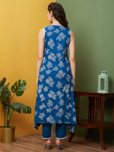 Image of Globus Women Kurta Set (3640913001 Blue S)
