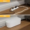 D-Line Cable Management Box, Power Strip Holder, Floor Outlet Hider, Desk Cord Organizer, Cover TV Wires, 12.75 (L) x 5 (W) x 4.5 (H), for use with Power Strips up to 10.5in Length - Small, White