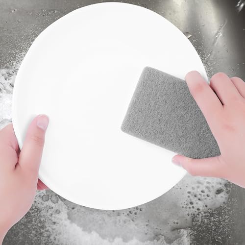 Image of 6 Pack Scrub Sponge, Bulk Sponges, Dual-Sided Cleaning Sponges, Dishwashing Sponge for Kitchen, Bathroom, Dish 4.3 inchx2.8 inchx0.8 inch Grey White