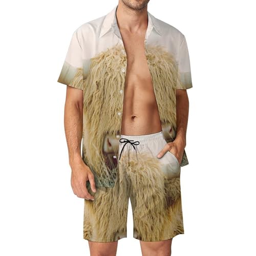 Traje de vacaciones de vaca de las Tierras Altas para evitar el calor con estilo masculino
