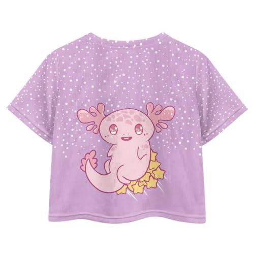 Image of Girl Crop Top Shirts for Summer Cute T Shirts Short Sleeve Tees for Kids 5-16