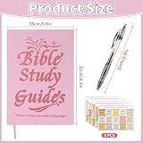 Myfivo Bible Study Guide - 66-Page 3-in-1 Bibles Study Kit with Devotional Journal, Premium Pen & Bible Tabs for Women, Beginners Daily Bible Study Spiritual Growth (Pink)