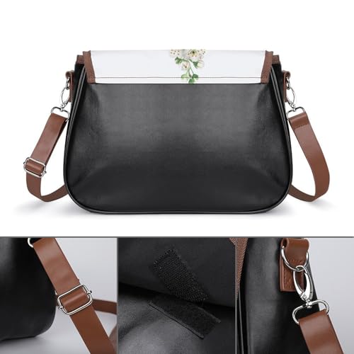 Elegant Hawthorn Flower Crossbody Bag Simple Leather Crossbody Bag,flapover Crossbody Bag,crossover Shoulder Bag with Adjustable Strap3