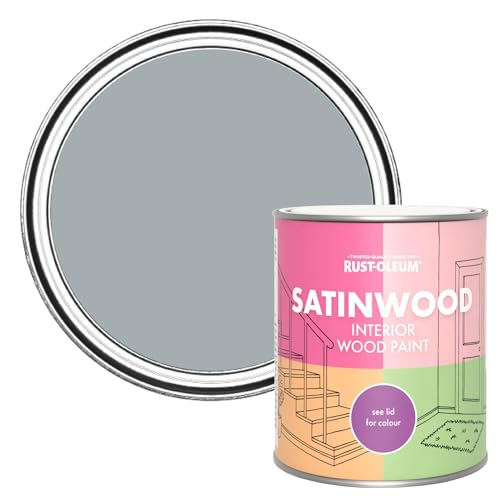 Rust-Oleum Grey Satinwood Interior Wood Paint - Mineral Grey 750ml