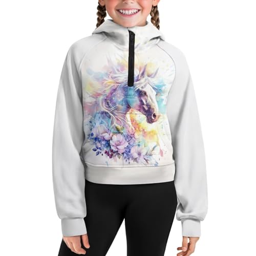 Sweatshirts for Teen Girls Graphic Hoodies Zip Up Pullover Cute Clothes for Kids Fall Jackets with Pockets 5-14
