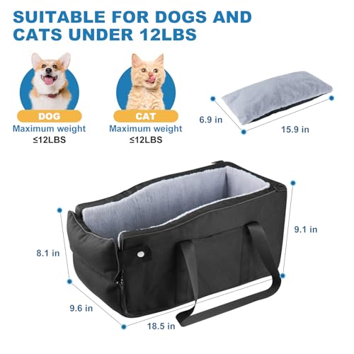 EAROND Assento De Carro Para Cães De Console Central Para Cães Pequenos De Até 12 Libras, Assento De