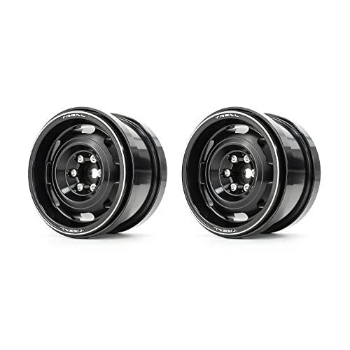 Jantes aluminium 2.2 Beadlock Treal style vintage pour RC Crawler et Mud Truck noires