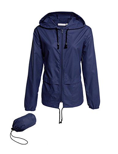 Chaqueta Impermeable Mujer Abrigo Manga Larga Chubasquero Deporte Portable Seco Rápido Rompevientos