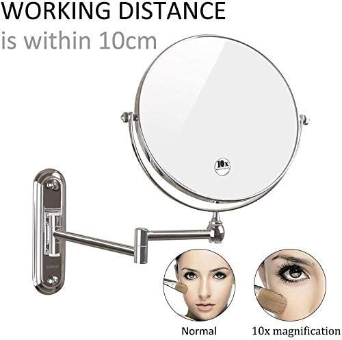 Mirror Bathroom Toilet Cosmetic Mirror Double Sided Wall Hanging Folding Mirror 360 Degree Rotary Telescopic Mirror(8inch)