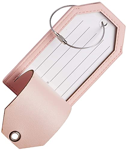 Casmonal Luggage Tags With Full Back Privacy Cover W/Steel Loops (01 Pink) #TOP5