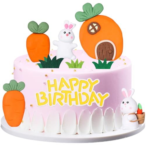 Pâques Décoration Gâteau, Deco Paques Lapin, Miniature Lapin Ornement, Carotte Ornements Statue, figurine lapin paques, Décoration de Gâteau, Décoration de gâteau d'anniversaire pour enfants