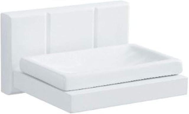 Cooke & Lewis / Croydex Tongue and Groove Effect Ceramic Soap Dish and Holder for Bathroom, Kitchen | Wall Mounted | White