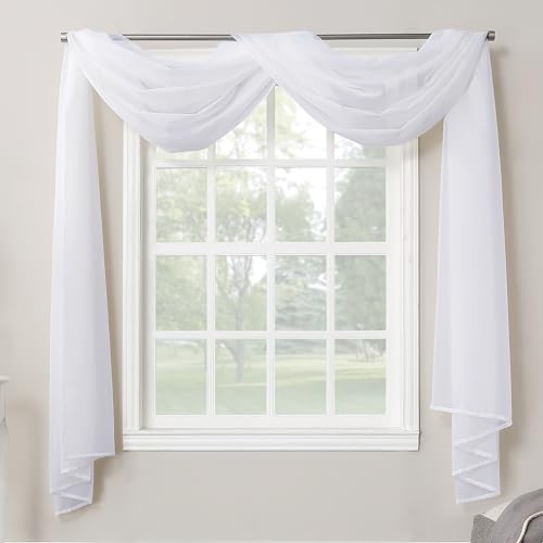 Image of No. 918 Emily Sheer Voile Rod Pocket Curtain Panel, 59 inch x 216 inch, White