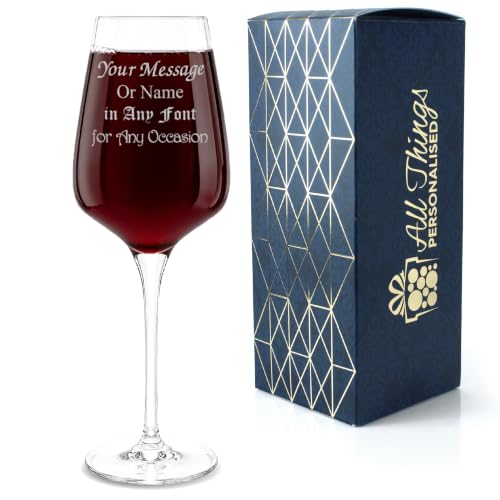 Personalised Engraved 16oz Aristo Wine Glass Personalise with Any Message for Any Occasion Stylize with a Variety of Fonts Laser Engraved Gift Box Included