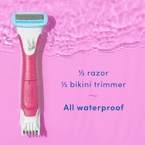 Schick Hydro Silk TrimStyle Hydrating Razor with Bikini Trimmer for Women | 2-in-1 Bikini Razor for Women and Womens Trimmer for Pubic Hair| Includes 1 Waterproof Handle, 1 Refill & 1 AAA Battery - 3