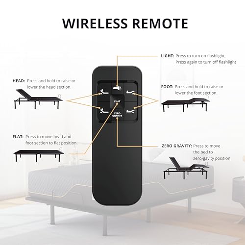 Image of EGOHOME Adjustable Bed Frame Queen for Pain Relief, Metal Folding Bed Base with Remote for Independent Head and Foot Incline, Zero Gravity, Anti Snore | 12 inch Removable Legs, Wireless Remote, Head and Foot Incline, Anti Snore, Zero Clerance Easy Assembly