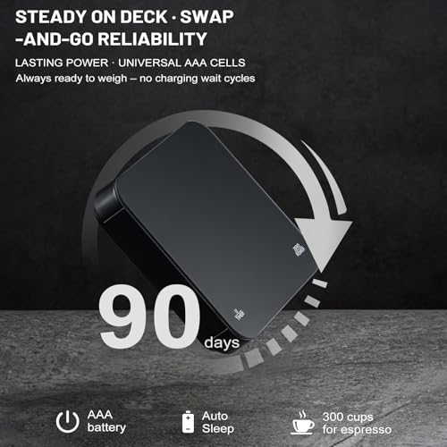 Image of KitchenTour CafeMetric Coffee Scale with Timer 0.1g /2000g - Precision Small Scale for Espresso & Pour Over - Mini Scale with LED Display AAA Battery Black