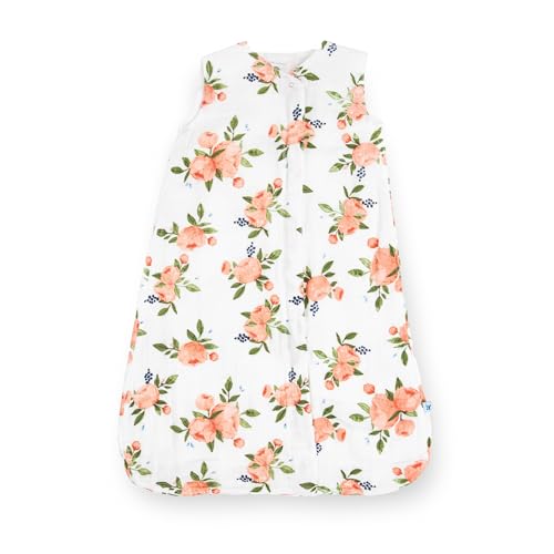 Image of Little Unicorn 0-6 Month Premium Muslin Sleep Sack 1.1 TOG | Soft & Breathable Muslin Cotton for safer sleep | 2 way zipper (Watercolor Roses)