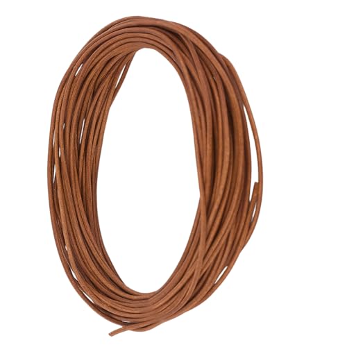 CALFOVERA Cordon en Cuir Véritable Rond pour Collier de 10 m X 1mm Cordon en Cuir de Vachette Marron Clair de Dentelle Corde de Tressage Fil pour la...