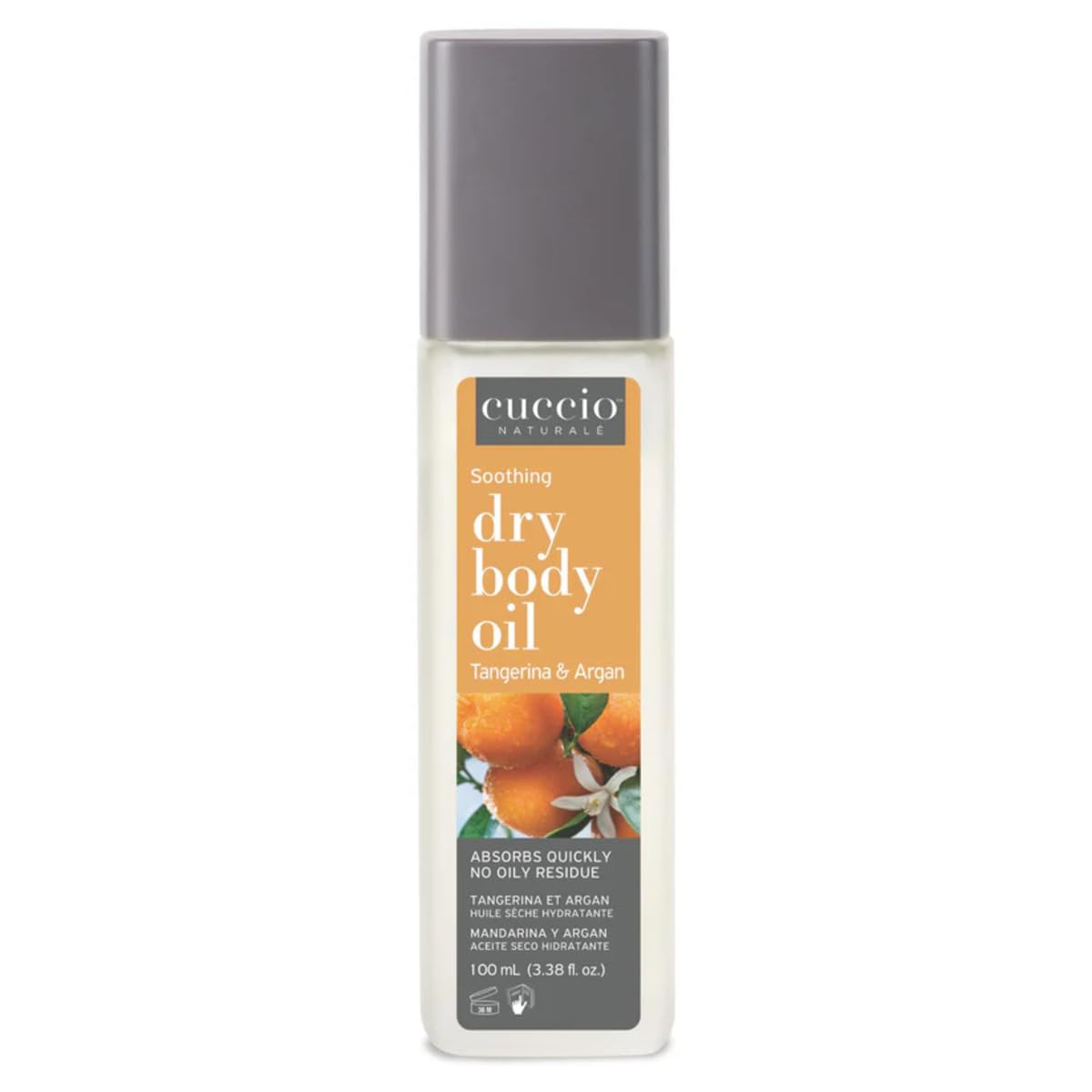 Cuccio Naturale Hydrating Dry Body Oil - Tangerine & Argan - Lightweight Non-Greasy Moisturizer for Soft, Nourished Skin, 3.38 fl oz