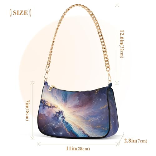 Painting Cosmic Galaxy Swirling Blue Clutch Handbags Womens Ladies Shoulder Bag Prints Small Hobo Purse Zipper Closure Chain Strap3