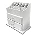 White Wood Cosmetics Organizer Makeup & Beauty Accessories Storage Rack with Drawers for Neat & Organize Storing of Makeup Tools Small Accessories at Home & Office Vanities & Bathroom Counter-top